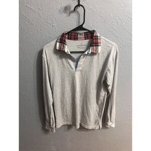 Crewcuts Kids Long-Sleeve Gray  Polo Shirt Plaid Collar Size XL 12/14